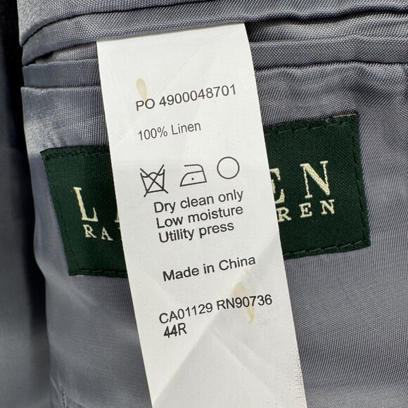 Lauren Ralph Lauren Linen Glen Plaid Blazer 44R Classic Navy Check - Picture 8 of 15